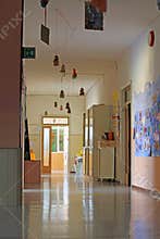 School hallway with the drawings