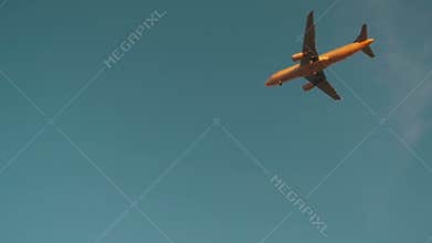 Large Passenger Plane Flying in the Sky