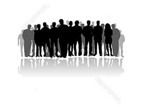 Big crowd of people silhouette