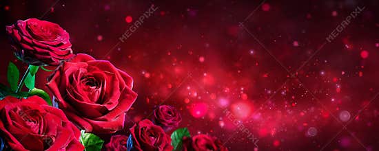 Valentine Card - Bouquet Of Red Roses