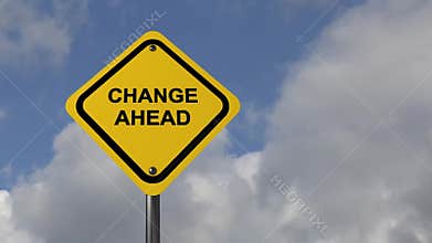 Change ahead road sign