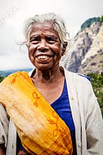 Old indian woman. Elderly wrinkles