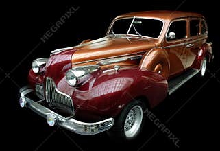 Classic orange retro car isolated