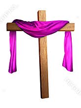 Cross Draped in Purple