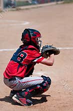 Youth baseball catcher