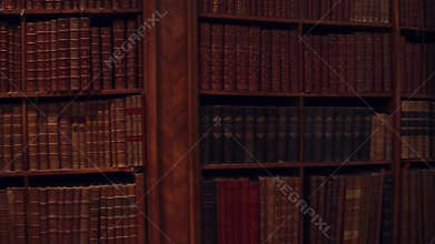 Uncognizable old books. 4K pan video