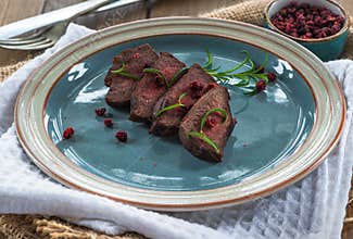 Sliced venison steak