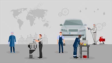 Factory working video animation footage