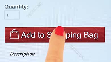 Button add to shopping bag on various websites online shopping