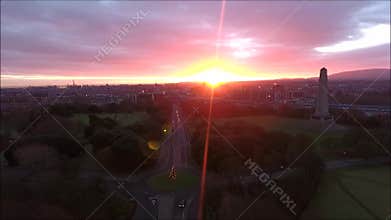 Aerial view. Phoenix park and Wellington Monument. Dublin. Ireland