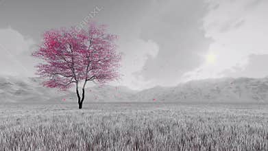 Fantasy sakura cherry tree in bloom 4K
