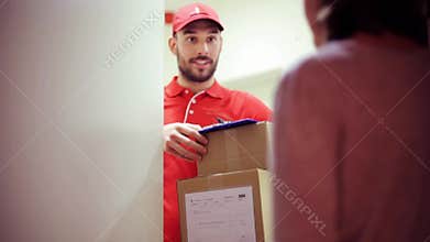 Man delivering parcel boxes to wrong customer