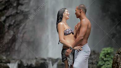 Couple at waterfall