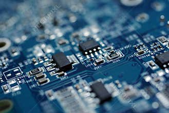 Tech PCB design board manufacturing music electronics computer background chip circuit electronic technology blue backgrounds high