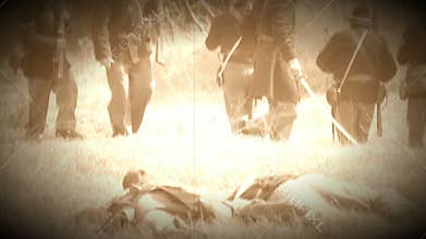 Dead Civil War soldiers on battlefield (Archive Footage Version)