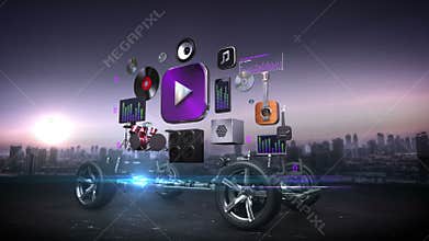 Disassembled car, Car audio video system, car entertainment, navigation panel, future car technology.2.