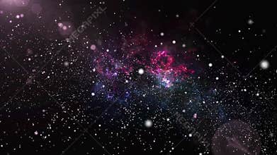 Color changing galaxy and nebula with shining star light stardust in space universe