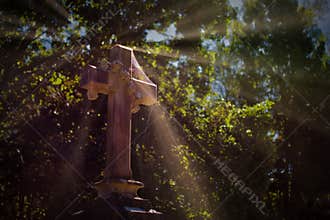 Decorative Cross with Spiderweb and Sunrays