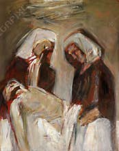 14th Stations of the Cross, Jesus is laid in the tomb and covered in incense