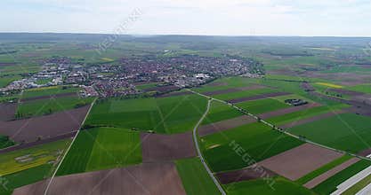 Flight over the agricultural zone in Europe, Germany. Countryside in Germany. european agriculture