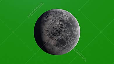 Ceres dwarf planet rotating on green screen. 4K