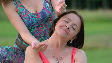 Relaxing Thai massage outdoor.