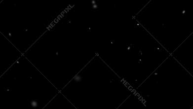 Slow Motion Snowfall Bokeh Lights on Black Background, Shot of Flying Snowflakes in the Air