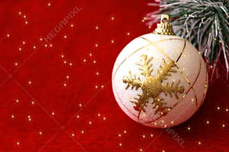 Shiny Ornament in Red Background
