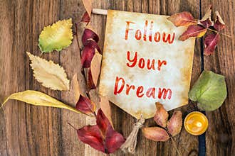 Follow your dream text with autumn theme