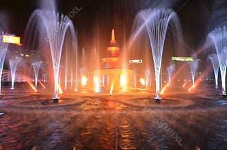 Large fountain installation in the center of Bucharest