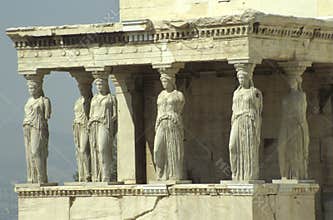 The Erechtheion on the Acropolis with the porch of the Caryatids