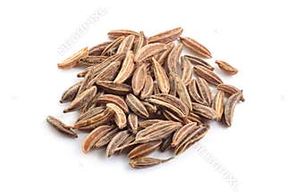 Caraway or Carum carvi seed isolated on white background
