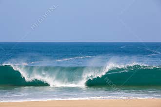 Waves over beach on Lumahai