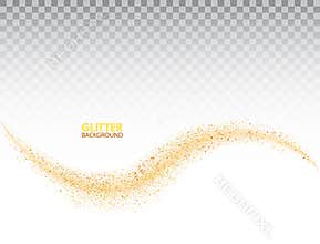 Star dust on transparent background. Bright gold glitter wave. Golden stardust trail sparkling particles. Space comet tail. Vip lu
