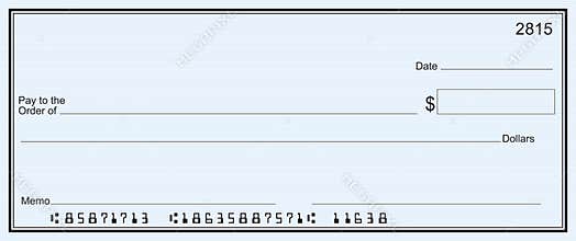 Large blank check - blue stripe background