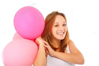 Cute young girl with balloons