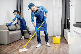 Professional cleaners in the apaartment