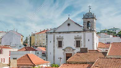 Cathedral in Odivelas, Portugal. Beautiful day view. District of Lisbon.