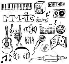 Set of music hand-drawn icons