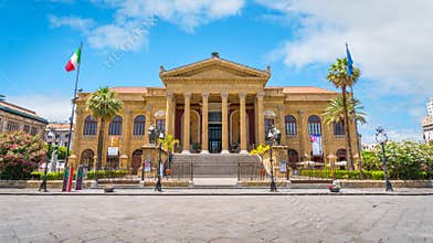 The Teatro Massimo in Palermo. Sicily, southern Italy.