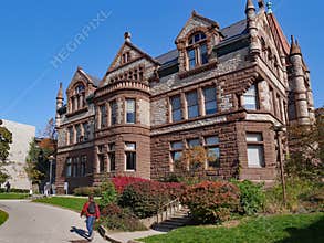 University campus with fall colors,