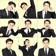 young man with different emotions