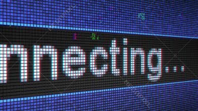 Glitch noise animation of Connecting text on the screen. Connection problems related loopable motion background