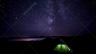 The movement of the stars in the night sky