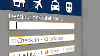 Online hotel search in Helsinki on some booking site. Travel to Finland conceptual 3D animation