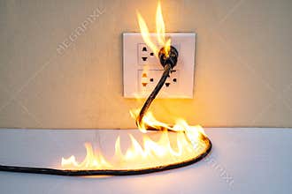 On fire electric wire plug Receptacle wall partition