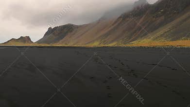Vestrahorn Iceland landscape tilt reveal shot