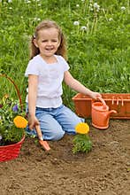 Little girl gardening