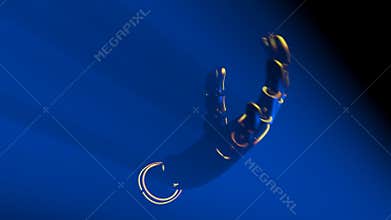 Animated robotic hand in fog