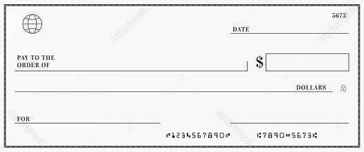 Blank template of the bank check.
